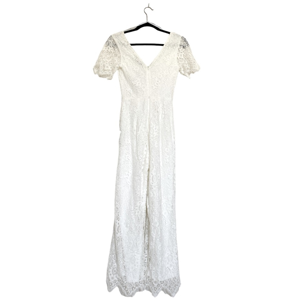 Lulus Glorious Love White Lace Short Sleeve Jumpsuit Size XS Classy Chic Bridal - Picture 6 of 6